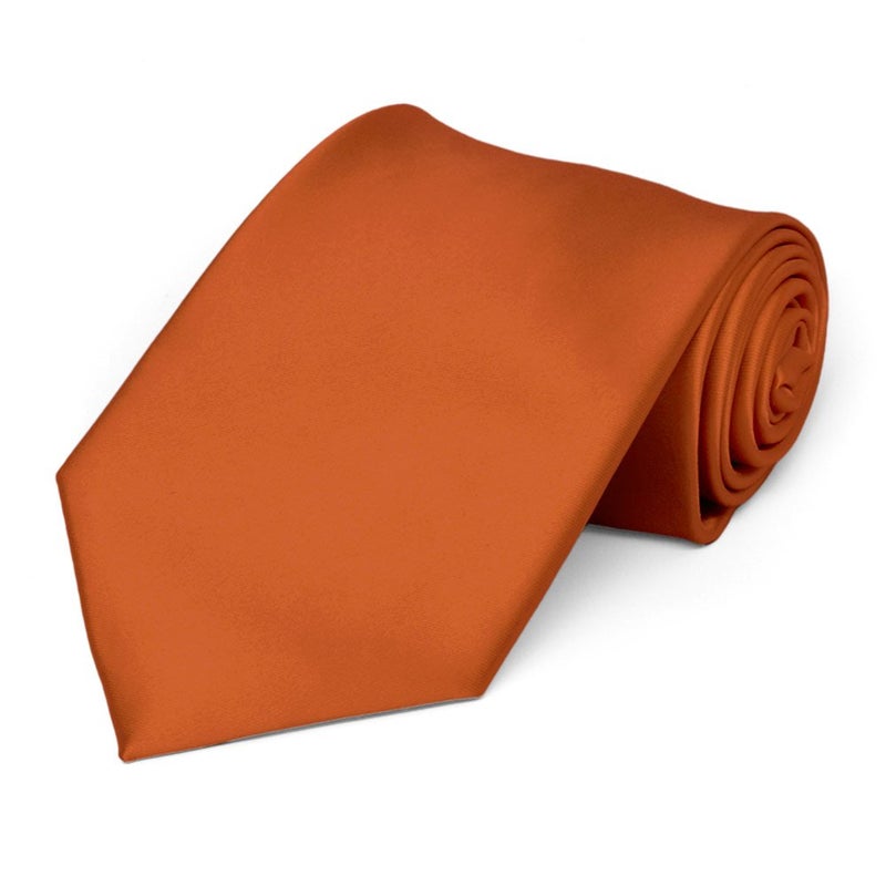 tiemart Premium Solid Color Necktie (Burnt Orange) - Image 1